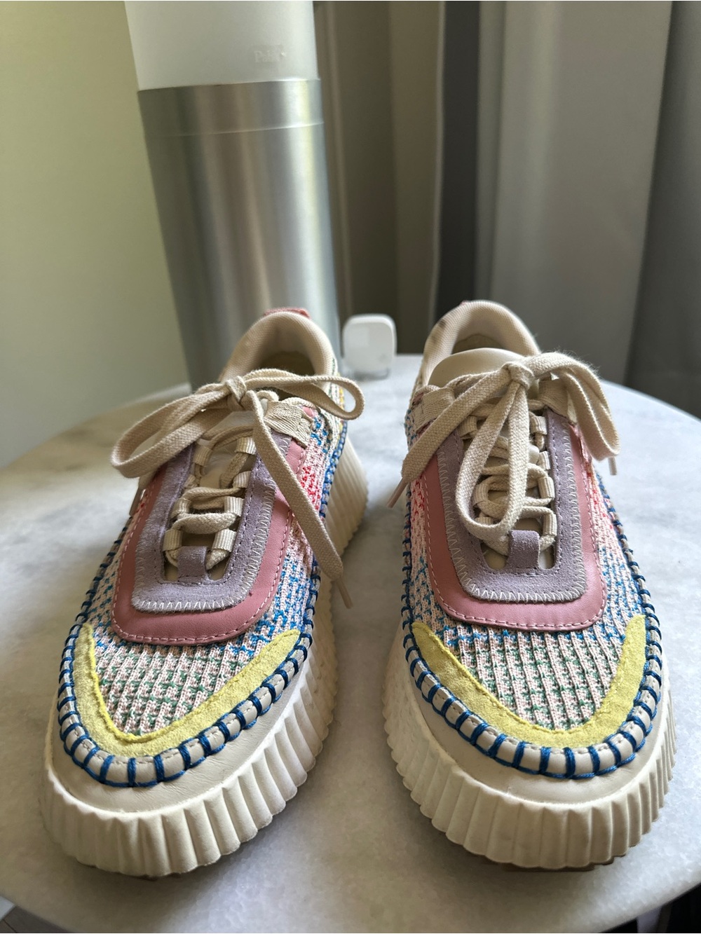 Dolce Vita Pastel Multicolor Platform Lace-Up Sneakers